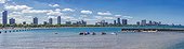 United States, Illinois, Chicago, Downtown, Lincoln Park, North Avenue Beach on lake Michigan and the town