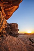 Jordan, Aqaba, Aqaba, Wadi Rum desert at sunset