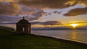 United Kingdom, Northern Ireland, Londonderry, Great Britain, British Isles, Mussenden Temple near Castlerock village at sunset