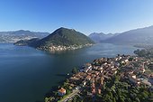 Italy, Lombardy, Brescia district, Iseo Lake, Monte Isola, View of Monte Isola in the middle of Iseo Lake