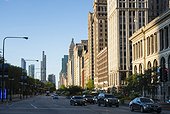 United States, Illinois, Chicago, Lake Michigan, Michigan Avenue, Michigan Avenue skyscrapers in front of Millennium Park