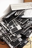 Stack of keyboards, close-up