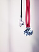 Red and black stethoscopes