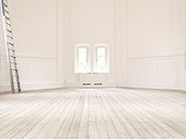 Ladder inside empty white room