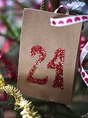 Christmas decoration with glittering 24 number