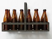 Old brown bottles against white background