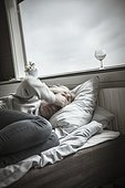 Mature woman in bed, Ronneby, Blekinge, Sweden