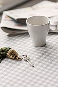Hotel key and coffee cup, Sweden
