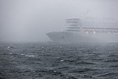 Ferry at storm on sea, Saltsjon, Stockholm, Sweden