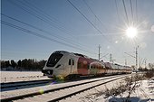 Train in winter landscape