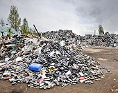 Heap of old plastic rubbish on garbage dump