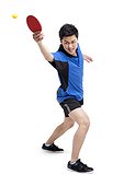 Table tennis player lunging