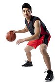 Man dribbling basketball