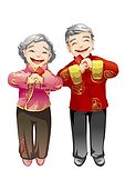 Senior couple offering Chinese New Year greetings