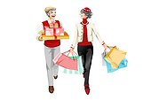 Stylish senior couple go shopping