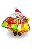 Santa Claus holding gift boxes