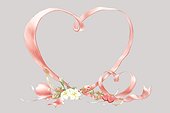 Romantic heart-shaped ribbons