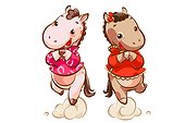 Cute horses greeting for Chinese New Year