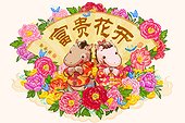 Cute horses greeting for Chinese New Year