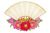 Blank Chinese fan and peonies
