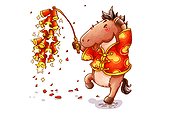 Cute horse with firework celebrating Chinese New Year