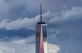 USA, New York State, New York City, One World Trade Center against clouds