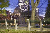 Park benches in Boston Common at dusk, Boston, Massachusetts, USA