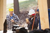 Carpenters on coffee break at a construction site