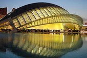 Spain, Valencia, City of Arts and Sciences: view of the hemispheric planetarium, arch. Santiago Calatrava © ADAGP