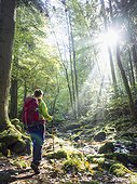 Woman on hiking tour in the Northern Black Forest, Monbachtal, Bad Liebenzell, Baden-Württemberg, Germany