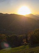 Scenic view of mountain during sunset, Ferme Auberge Soultzermatt, Munster, Vosges, France