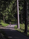 Man riding racing bicycle on cycling tour in the Black Forest, Germany