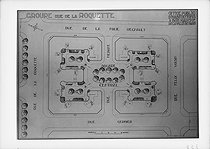 Roger-Viollet | 109572 | [Paris - Plans de Construction HBM - Plan d'ensemble du groupe Roquette] | © Cinémathèque Robert-Lynen / Roger-Viollet