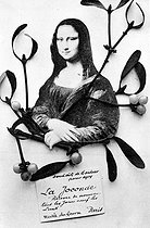 Roger-Viollet | 334858 | Wishes of the Mona Lisa. Caricature on the theft of the picture in 1911 and its wish of return to the museum of the Louvre in 1914. | © Roger-Viollet / Roger-Viollet