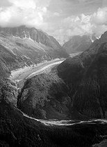 Roger-Viollet | 370126 | Chamonix (Haute-Savoie). Glacier seen from the Flégère. | © Charles Hurault / Roger-Viollet