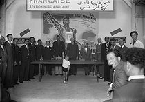 Roger-Viollet | 432892 | World War II. Meeting of the Paris North African section of the French League founded by Pierre Costantini, in March 1941. | © LAPI / Roger-Viollet