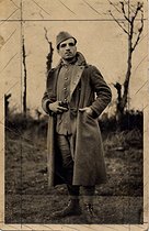 Roger-Viollet | 704753 | Missak Manouchian (1906-1944), Armenian poet and resistance fighter, wearing his military uniform while on leave. | © Archives Manouchian / Roger-Viollet