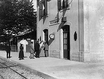 Roger-Viollet | 744315 | Bocognano (Corsica). The railway station, about 1910. | © Albert Harlingue / Roger-Viollet