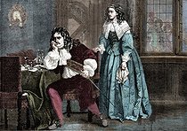 Roger-Viollet | 786934 | Molière and his wife. Engraving according to english painting. 1868. Colorized engraving. | © Roger-Viollet / Roger-Viollet