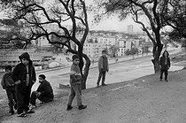 Roger-Viollet | 859326 | Group of boys on a boulevard. Oran (Algeria), 1967. Photograph by Jean Marquis (1926-2019). | © Jean Marquis / Roger-Viollet
