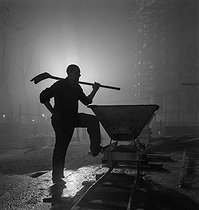 Roger-Viollet | 925477 | Worker on a construction site. France, 1938. | © Gaston Paris / Roger-Viollet