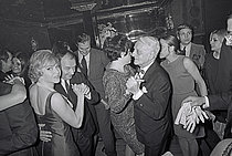 Roger-Viollet | 1382278 | Line Renaud (born in 1928), French actress and singer, Henri Varna (1887-1969), French actor and songwriter, and Régine (1929-2022), French business woman and singer, dancing at the Casino de Paris (IXth arrondissement), on February 25, 1967. Photograph by Tony Bosco (born in 1941), from the collections on the French newspaper  France-Soir . Bibliothèque historique de la Ville de Paris. | © Bosco, Tony / Fonds France-Soir / BHVP / Roger-Viollet