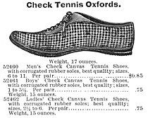 Roger-Viollet | 1390325 | FASHION: SNEAKERS, 1895. Tennis oxfords, from the 1895 Montgomery Ward & Co. mail-order catalogue. | © The Granger Collection / Roger-Viollet